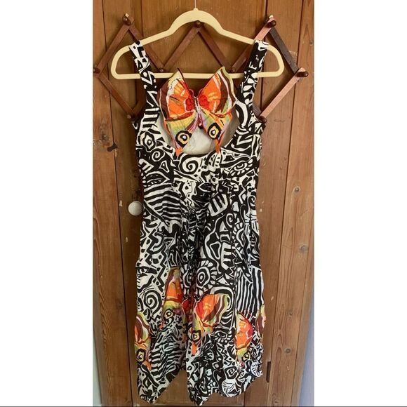 Phoebe Couture B/W Butterfly midi halter silk dress - Picture 2 of 11